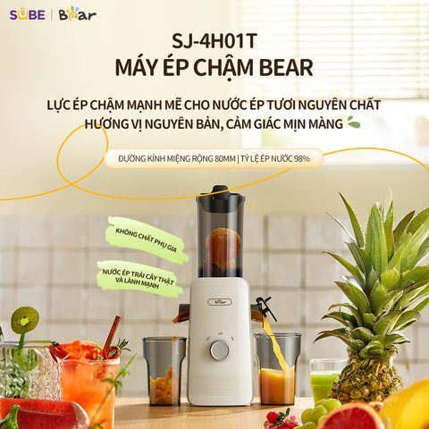 Máy Ép Trái Cây Bear SJ-4H01T - Ép Chậm Nguyên Quả, Giữ Dưỡng Chất Cao - Thiết Kế An Toàn, Dễ Dàng Vệ Sinh