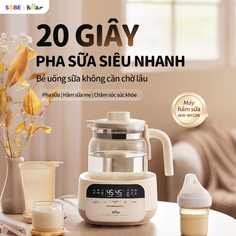 Máy Hâm Sữa Tiệt Trùng Bear WW-4H12W 1300mL - Siêu Nhanh, An Toàn, Giữ Ấm Lên Đến 72 Giờ, Dành Cho Mẹ Và Bé
