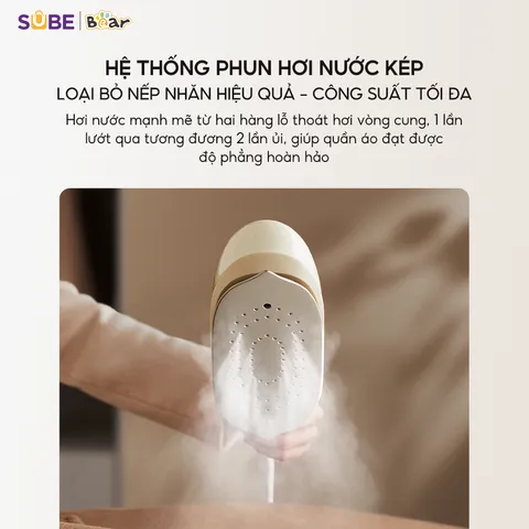 Bàn Là Hơi Nước Bear IR-4H15H 1500W - Đa Năng Ủi Khô & Ủi ướt, Loại Bỏ Vi Khuẩn, Nấm Mốc - Công Nghệ Phun Hơi Kép