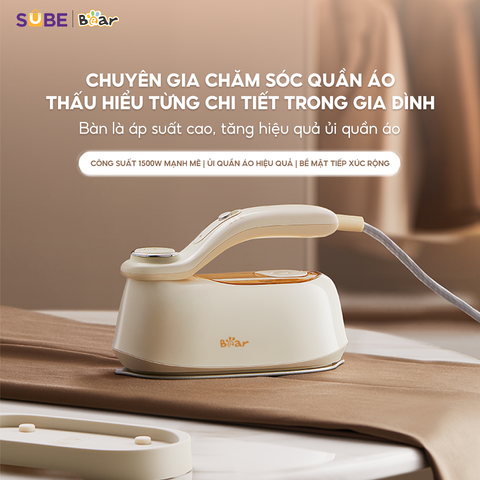 Bàn Là Hơi Nước Bear IR-4H15H 1500W - Đa Năng Ủi Khô & Ủi ướt, Loại Bỏ Vi Khuẩn, Nấm Mốc - Công Nghệ Phun Hơi Kép