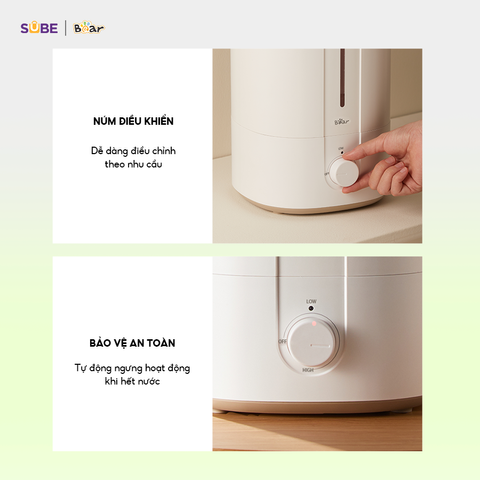 Máy Tạo Độ Ẩm Bear SB-TA50M - Tự Động Phun Sương 350ml/h, Dung Tích 5L, Kháng Khuẩn 99,9%, Thiết Kế Hiện Đại, Vận Hành Êm Ái 34dB