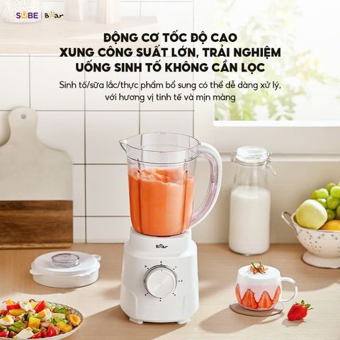 Máy xay sinh tố đa năng Bear SB-MX15L 1.5L 700W - Thiết kế nhỏ gọn, 6 chế độ xay, lưỡi dao inox 304, phù hợp cho sinh tố và nước ép