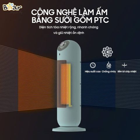 Quạt Sưởi Gốm Bear DNQ-C20B1 - Công Suất 2000W, Thiết Kế Thông Minh, Bảo Vệ Quá Nhiệt, Chống Cháy An Toàn