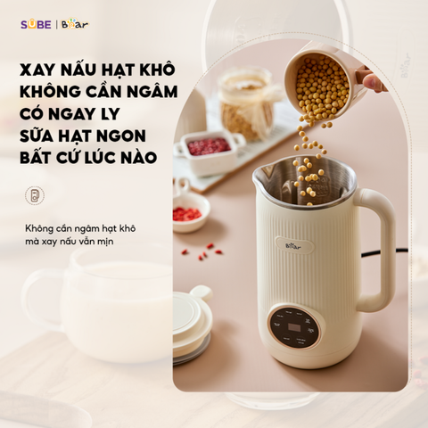 Máy làm sữa hạt đa năng Bear SB-SH06C 0.6L - Thiết bị chế biến đồ uống tiện lợi cho gia đình, bảo hành 18 tháng
