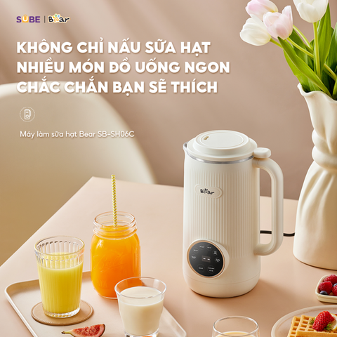 Máy làm sữa hạt đa năng Bear SB-SH06C 0.6L - Thiết bị chế biến đồ uống tiện lợi cho gia đình, bảo hành 18 tháng