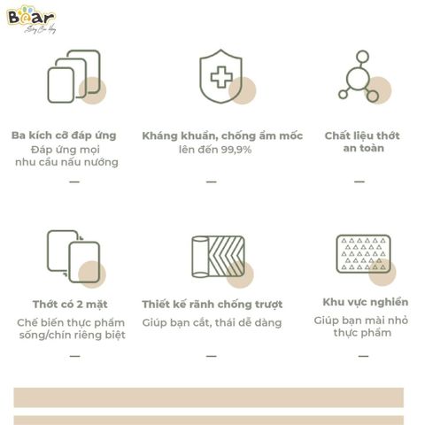 Thớt Bear Cao Cấp Kháng Khuẩn - An Toàn, Thông Minh, Hai Mặt Chế Biến Thực Phẩm - Dụng Cụ Bếp Thời Trang CX-E0023 (Size S)