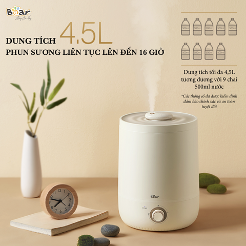 Máy Phun Sương Tạo Ẩm Bear JSQ-C45U1 - Thiết Bị Làm Mát Không Khí 4.5L, Công Nghệ Siêu Ồn, Bảo Vệ Kháng Khuẩn