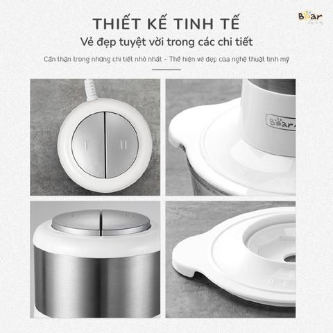 Máy Xay Thịt Bear 2L SB-MA02L - Cối Thủy Tinh Đa Năng, Động Cơ 300W, Lưỡi Dao Bằng Thép Không Gỉ, Dễ Dàng Vệ Sinh, Hiện Đại