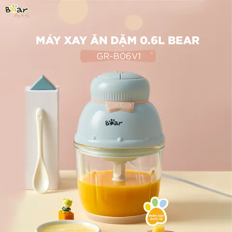 Máy Xay Ăn Dặm Bear GR-B06V1 0,6L - Xay Nhuyễn Thực Phẩm Thông Minh, An Toàn, Tiện Dụng Cho Bé
