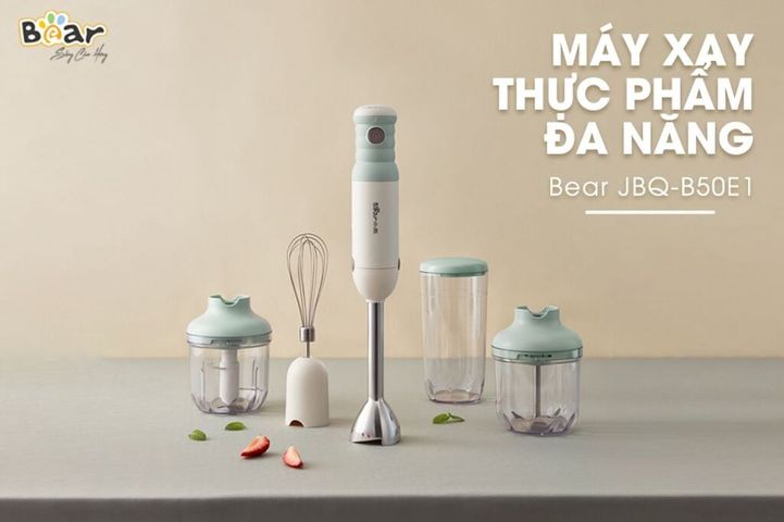 Máy Xay Đa Năng BEAR JBQ-B50E1 - Xay Ăn Dặm, Cháo, Tỏi Ớt, Đánh Trứng, Inox 304, Công Suất 500W, Tiện Lợi, Tháo Rời Dễ Vệ Sinh
