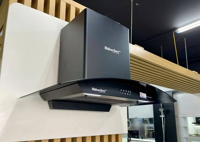 Máy hút mùi Hubscher RHC-2263.PC 3 tốc độ, công suất 1200m3/h, thiết kế kính cong, lưới lọc inox dễ vệ sinh - Thiết bị nhà bếp tiện dụng