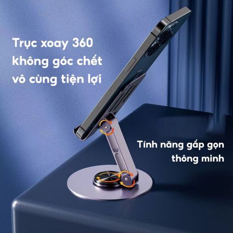 Giá đỡ điện thoại kim loại K72 xoay 360 độ - Chắc chắn, bền bỉ, phù hợp với mọi dòng điện thoại - Màu xám và tím đẹp mắt