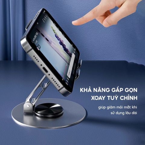 Giá đỡ điện thoại kim loại K72 xoay 360 độ - Chắc chắn, bền bỉ, phù hợp với mọi dòng điện thoại - Màu xám và tím đẹp mắt