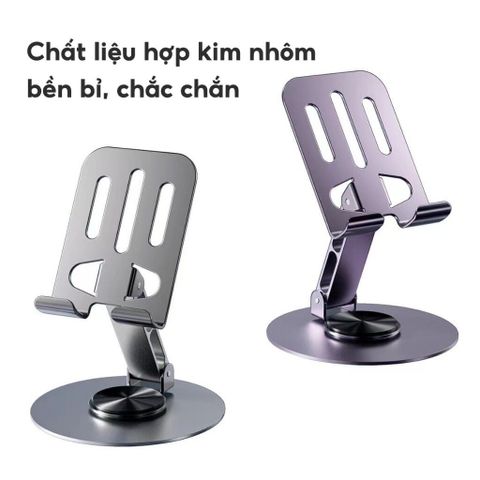 Giá đỡ điện thoại kim loại K72 xoay 360 độ - Chắc chắn, bền bỉ, phù hợp với mọi dòng điện thoại - Màu xám và tím đẹp mắt