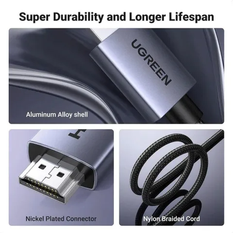 Cáp HDMI Ugreen 4K Dài 3M - Kết Nối Chất Lượng Cao cho Tivi, Máy Tính, Đầu Phát Media