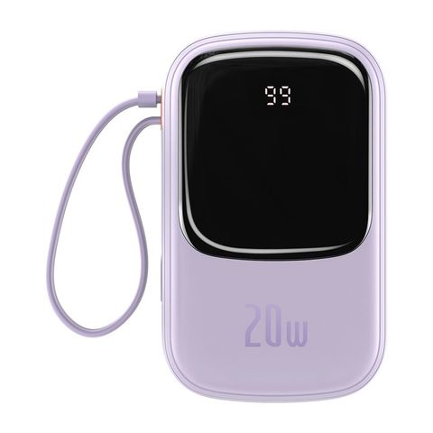 Pin Dự Phòng Baseus Airpow 20.000mAh Sạc Nhanh 20W với Dây Cáp Lightning - Thiết Kế Nhỏ Gọn, Màu Tím Pastel Thời Trang
