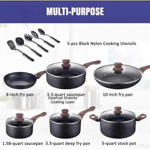 Bộ Nồi Chảo 16 Món Allgetc Chất Liệu Chống Dính - An Toàn Không Chứa PFOS/PFOA - Dụng Cụ Nấu Ăn Thông Minh Mỹ