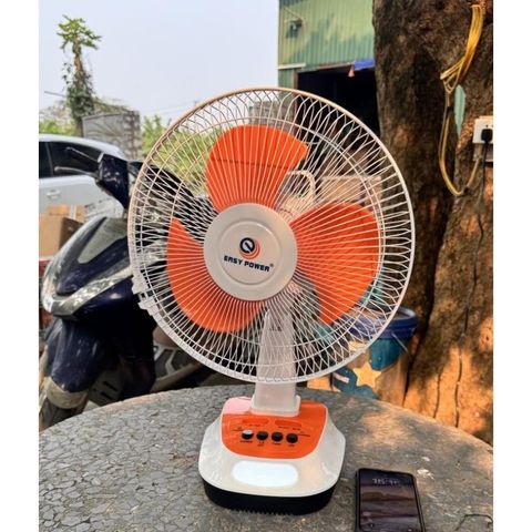 Quạt Bàn Tích Điện EASY POWER EP-3212A 12 Inch - Chạy Điện 220V, Tích Hợp Đèn LED và Cổng Sạc Điện Thoại