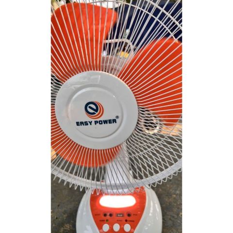 Quạt Bàn Tích Điện 12 Inch EP-2112A - Chạy Điện 220V, Sạc Năng Lượng Mặt Trời, Đèn LED, Cổng Sạc Điện Thoại, Đầy Đủ Tính Năng