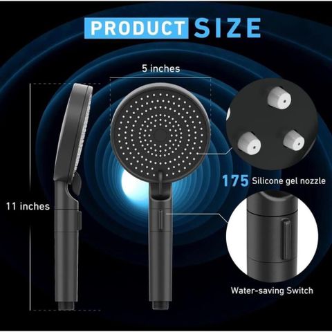 Vòi Hoa Sen Cầm Tay Kichilachi TOCLL - 3 Chế Độ Phun, Tiết Kiệm Nước, Thiết Kế Ergonomic, Áp Lực Cao, Dễ Lắp Đặt