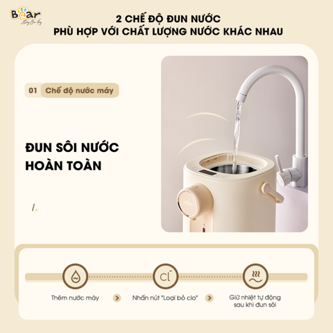 Bình Thủy Điện Bear 5L SB-BTD5L - Đun Nước Nóng, Giữ Ấm, Khử Clo - An Toàn Cho Gia Đình Với Chất Liệu Inox 304