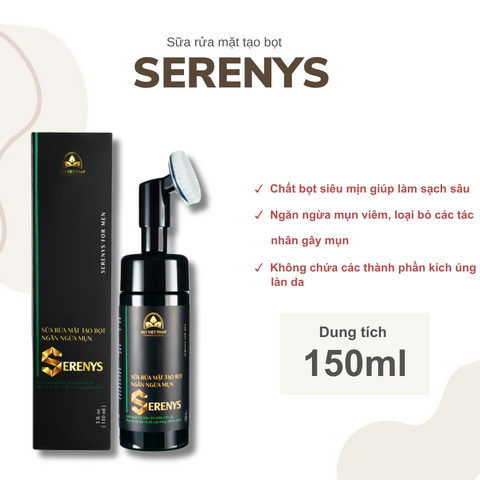 Sữa Rửa Mặt Tạo Bọt Serenys 150ml - Ngăn Ngừa Mụn, Làm Sạch Nhờn, Dưỡng Ẩm Da Mềm Mại, Phù Hợp Với Da Dầu, Da Mụn