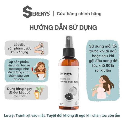 Tinh Dầu Vỏ Bưởi Dưỡng Tóc Serenys 100ml - Kích Thích Mọc Tóc, Ngừa Rụng Tóc, Tăng Cường Độ Bóng Mượt Tự Nhiên