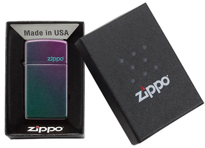 Bật Lửa Zippo Slim® Iridescent – Bật Lửa Logo Zippo Màu Ánh Cầu Vồng, Hàng Chính Hãng USA, Quà Tặng Độc Đáo