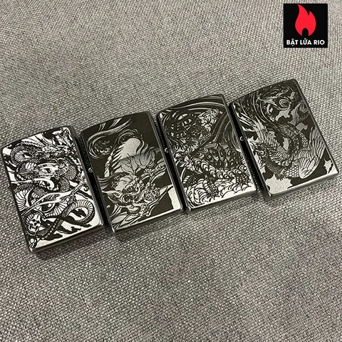 Zippo 205 Khắc Bộ Tứ Linh - Lửa Khắc Laser Sâu, Quà Tặng Độc Đáo cho Người Sử Dụng và Yêu Thích Zippo