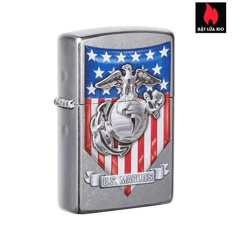 Zippo 49317 - Bật Lửa Đế Bằng Chrome Đường Phố Quân Đội Mỹ U.S. Marine Corps - Quà Tặng Độc Đáo Cho Người Yêu Thích Quân Đội