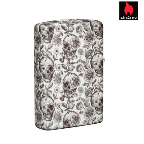 Bật Lửa Zippo Skeleton Phát Sáng Trong Bóng Tối - Thiết Kế Đầu Lâu 540 Màu Chính Hãng, Kháng Gió, Hộp Quà Tặng