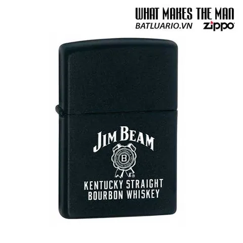 Bật Lửa Zippo Jim Beam Kentucky Straight Black Matte - Mẫu 28072 Chính Hãng, Quà Tặng Thời Thượng Cho Đam Mê Hút Thuốc