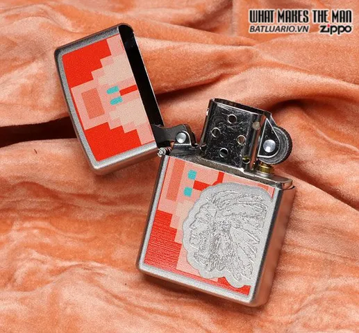 Bật Lửa Zippo 28068 - Hình Ảnh Anh Hùng Chief Ấn Độ Màu Satin Crôm - Quà Tặng Phong Cách Thời Trang Nam