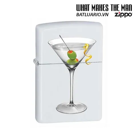 Bật Lửa Zippo 28271 BS Martini White Matte - Bật Lửa Đẹp Chất Liệu Cao Cấp, Quà Tặng Sang Trọng cho Người Yêu Thích Zippo