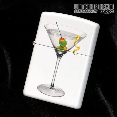 Bật Lửa Zippo 28271 BS Martini White Matte - Bật Lửa Đẹp Chất Liệu Cao Cấp, Quà Tặng Sang Trọng cho Người Yêu Thích Zippo