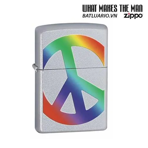 Bật Lửa Zippo 24475 - Mẫu Hòa Bình Satin Crôm, Quà Tặng Thời Trang Cho Người Yêu Zippo