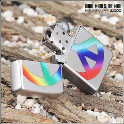 Bật Lửa Zippo 24475 - Mẫu Hòa Bình Satin Crôm, Quà Tặng Thời Trang Cho Người Yêu Zippo