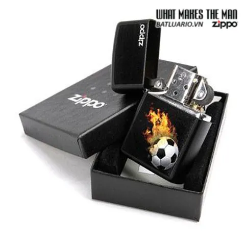 Bật Lửa Zippo 28302 - Bật Lửa Thể Thao Soccer Đen Bóng Mờ - Quà Tặng Dành Cho Người Hâm Mộ Bóng Đá