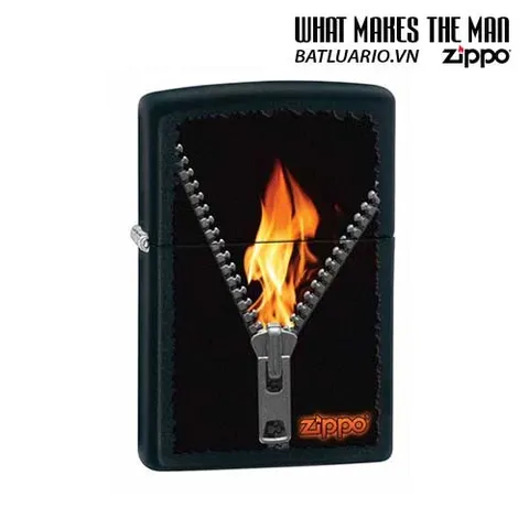 Bật Lửa Zippo 28309 Đen Mờ Zipped - Bật Lửa Cao Cấp Phong Cách Sang Trọng, Quà Tặng Ý Nghĩa Cho Người Yêu Thích Zippo