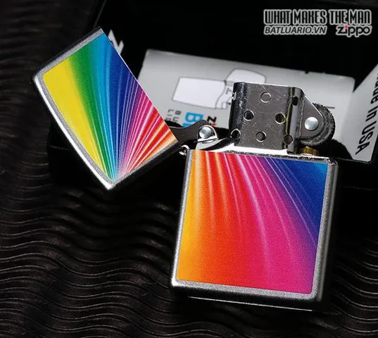 Bật Lửa Zippo 24884 - Rainbow Satin Crôm, Bật Lửa Chất Lượng Cao, Quà Tặng Dành Cho Fan Zippo