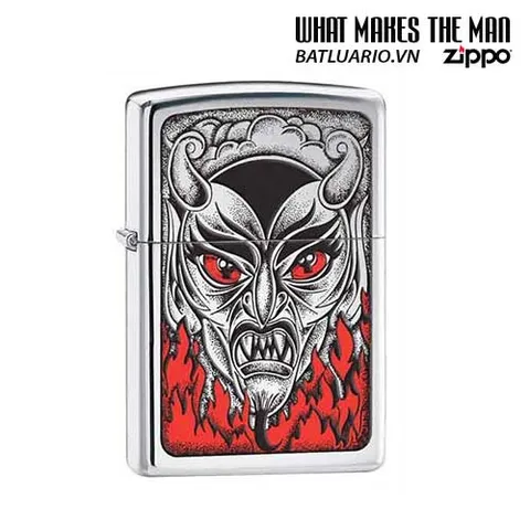 Bật Lửa Zippo 28275 - Fire Down Below Devil Bằng Chrome Mờ Sang Trọng - Quà Tặng Độc Đáo cho Người Yêu Zippo