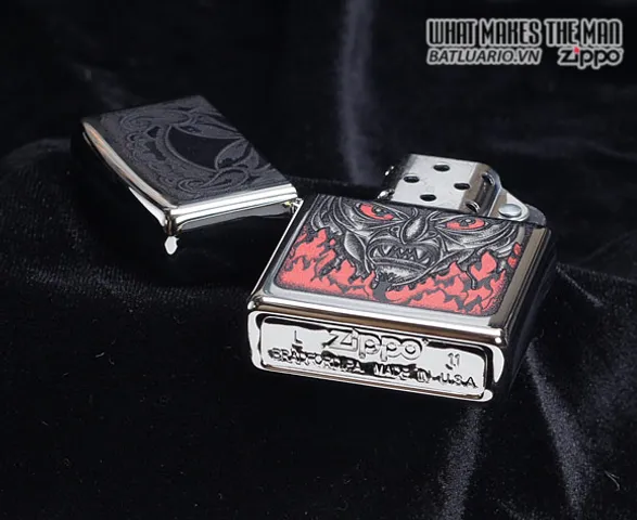 Bật Lửa Zippo 28275 - Fire Down Below Devil Bằng Chrome Mờ Sang Trọng - Quà Tặng Độc Đáo cho Người Yêu Zippo