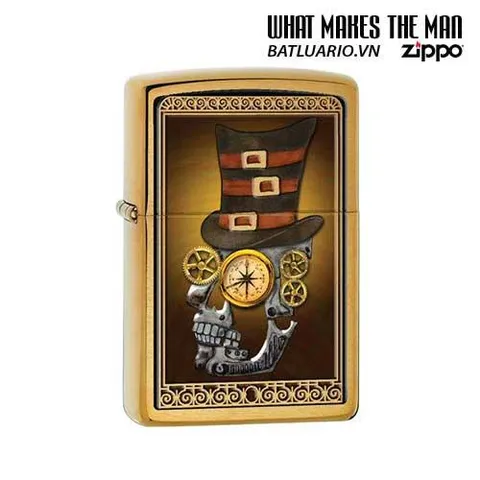 Bật Lửa Zippo 28320 - Nghệ Thuật Đầu Hổ Công Nghiệp Crom Xước - Quà Tặng Cho Fan Kinh Dị