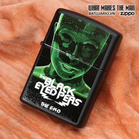 Bật Lửa Zippo 28026 Black Matte - Bật Lửa Chất Liệu Cao Cấp Họa Tiết Black Eyed Peas The End, Quà Tặng Fan Nhạc