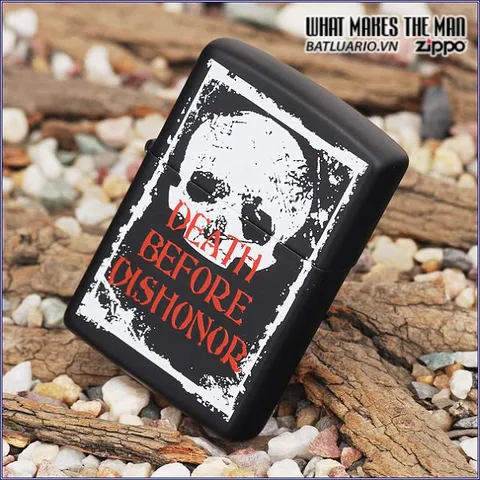 Bật Lửa Zippo 24711 Death Before Dishonor - Đen Mờ, Quà Tặng Thú Vị Cho Người Yêu Thích Thương Hiệu Zippo