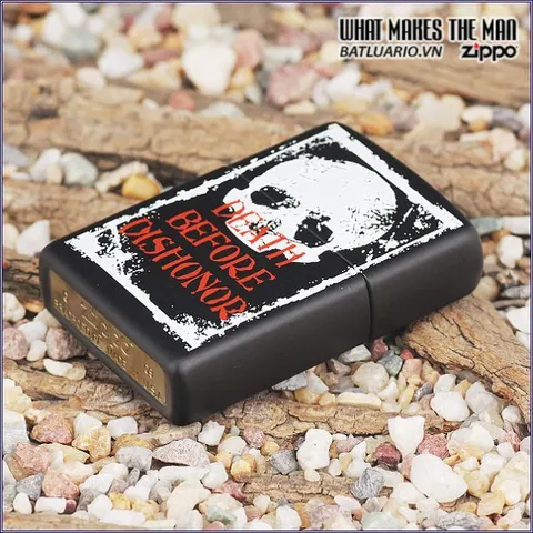 Bật Lửa Zippo 24711 Death Before Dishonor - Đen Mờ, Quà Tặng Thú Vị Cho Người Yêu Thích Thương Hiệu Zippo