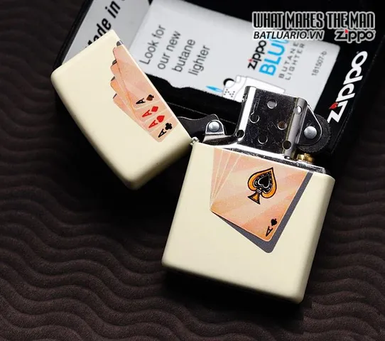 Bật Lửa Zippo Four of a Kind - Bật Lửa Cream Matte 24795 Chính Hãng, Quà Tặng Phong Cách, Độc Đáo Cho Người Yêu Zippo