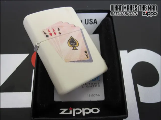 Bật Lửa Zippo Four of a Kind - Bật Lửa Cream Matte 24795 Chính Hãng, Quà Tặng Phong Cách, Độc Đáo Cho Người Yêu Zippo