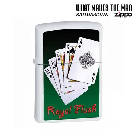 Bật Lửa Zippo Royal Flush 28038 - Bật Lửa Matte Trắng Huyền Thoại cho Người Sưu Tầm