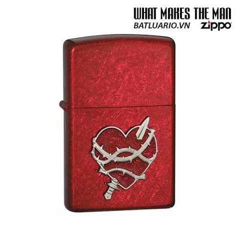 Bật Lửa Zippo 21081 - Màu Đỏ Candy Apple Heart Attack, Quà Tặng Độc Đáo cho Người Đam Mê Zippo